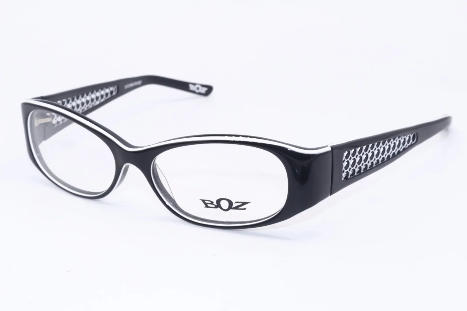 NEW BOZ OVERNIGHT 0010 BLACK WHITE DESIGNER AUTHENTIC FRAMES EYEGLASSES 53-16