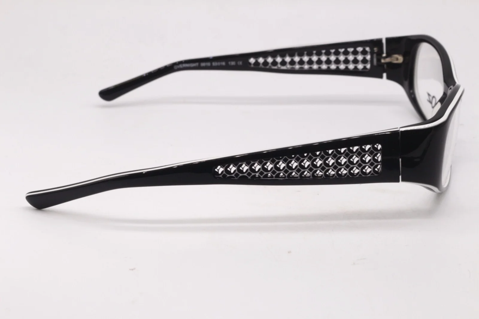 NEW BOZ OVERNIGHT 0010 BLACK WHITE DESIGNER AUTHENTIC FRAMES EYEGLASSES 53-16 3