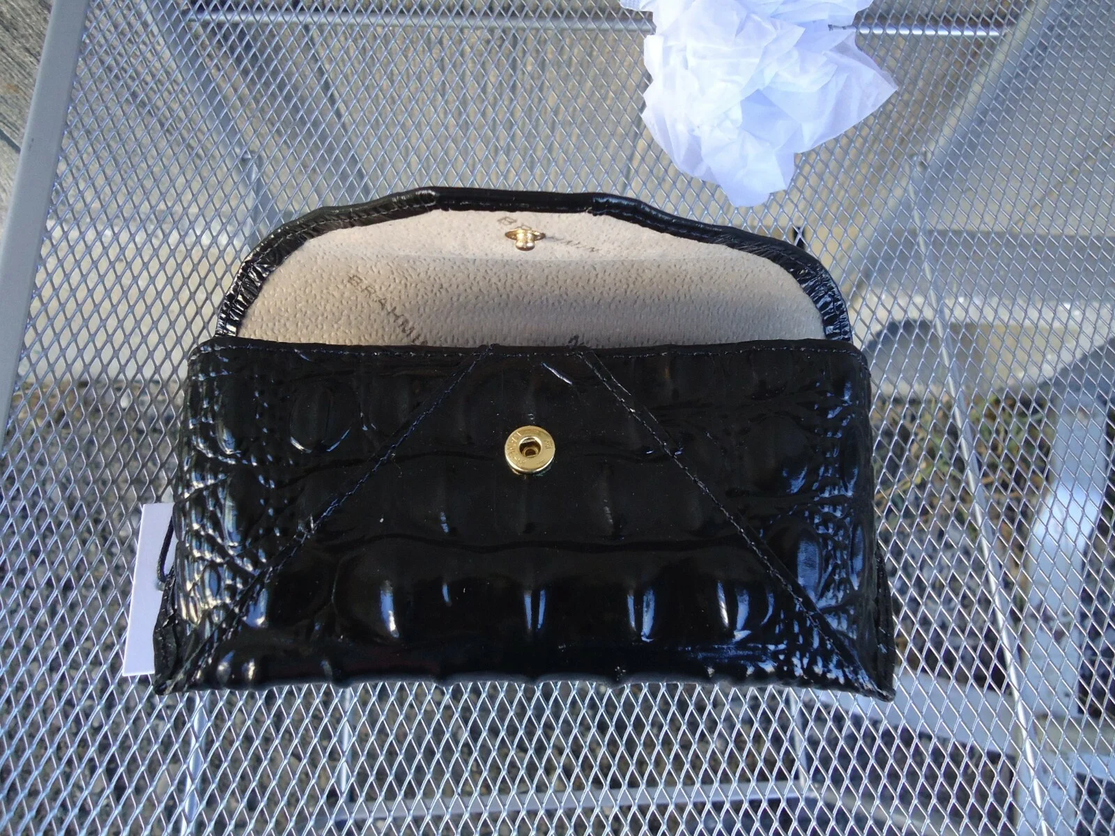 New Brahmin Classic Black Croc Embossed Melbourne Leather Eyeglasses Case NWT 4