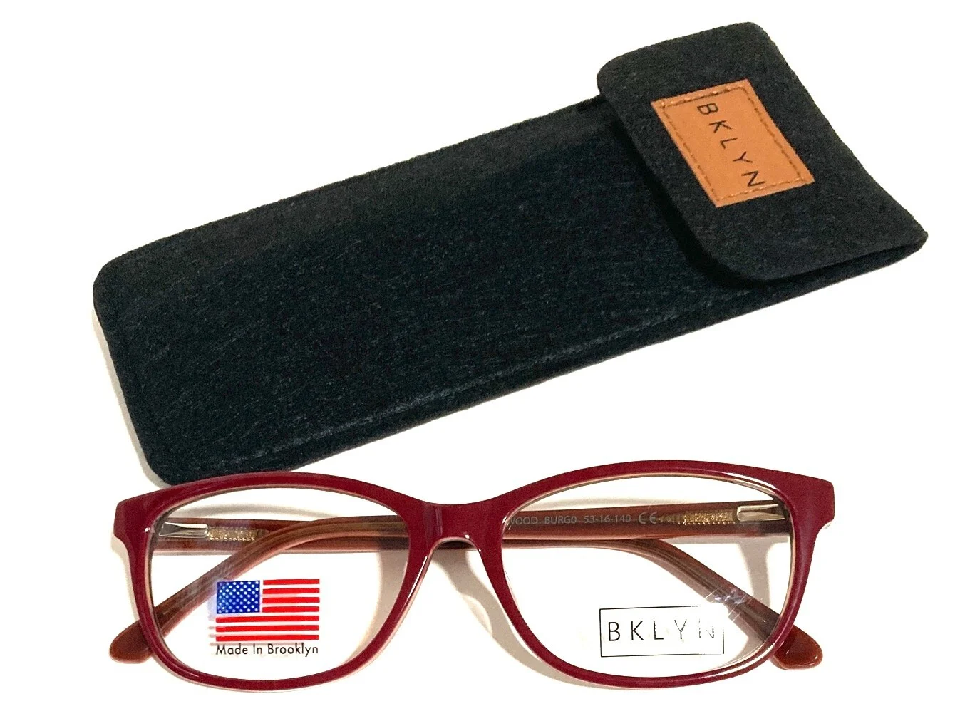 NEW BROOKLYN BKLYN GREENWOOD BURG0 BURGUNDY AUTHENTIC EYEGLASSES 53-16-140 CASE