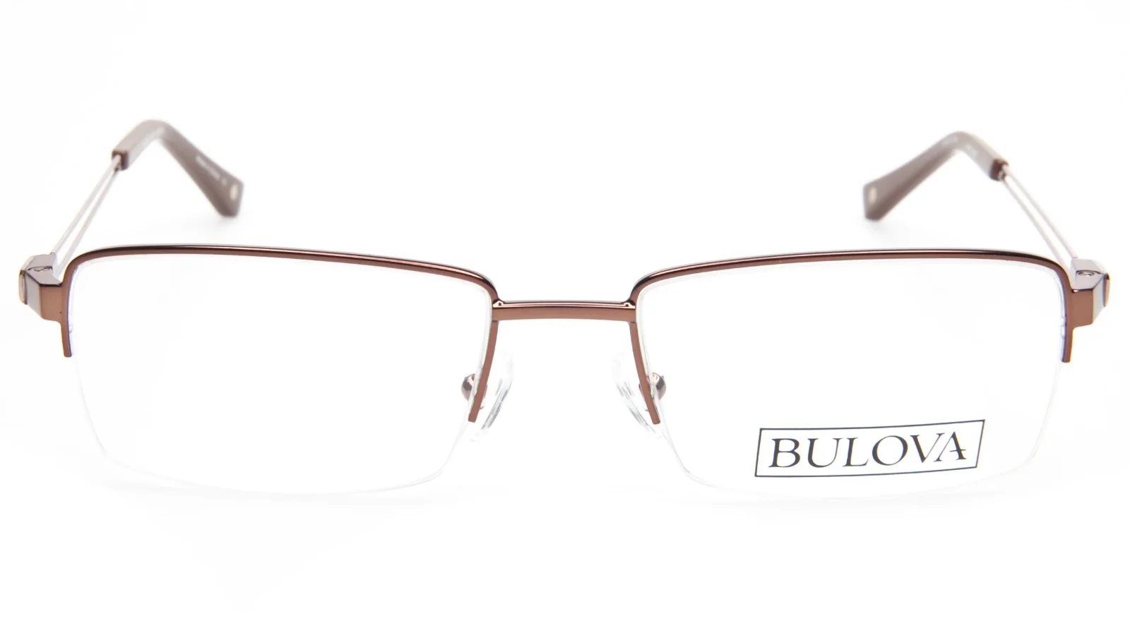 NEW BULOVA LAKELAND BROWN EYEGLASSES GLASSES HALF RIMLESS FRAME 55-18-140 B33 2