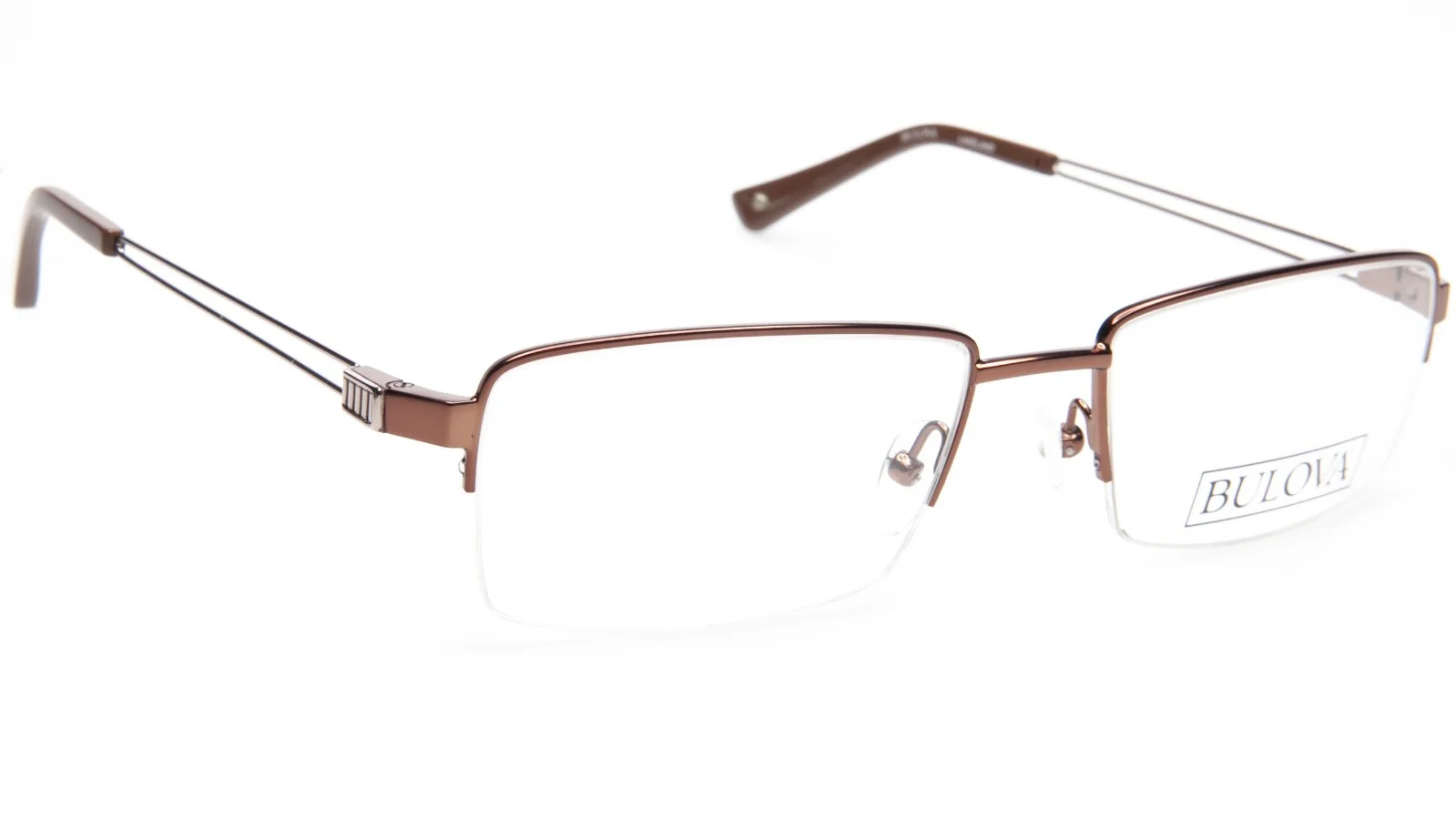 NEW BULOVA LAKELAND BROWN EYEGLASSES GLASSES HALF RIMLESS FRAME 55-18-140 B33 3