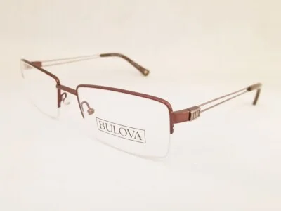 new BULOVA Lakeland eyeglasses Frame Brown55mm MEN Half Rimless Designer Optical