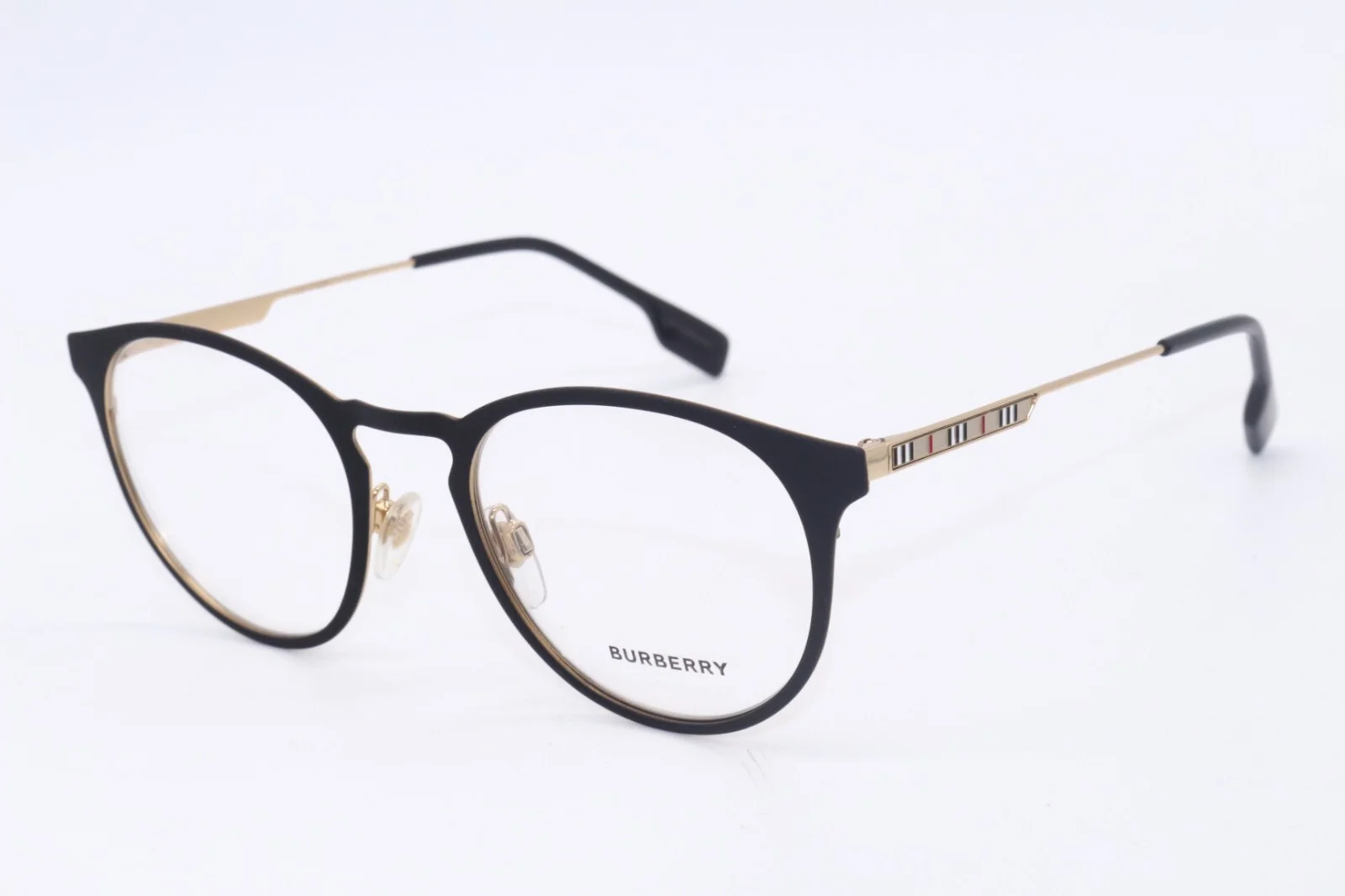 NEW BURBERRY B 1360 1017 BLACK GOLD ROUND AUTHENTIC FRAMES EYEGLASSES 51-21