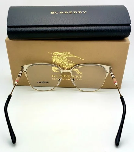 New BURBERRY Eyeglasses B 1313-Q 1237 53-16 Black & Gold Frames w/ Plaid Design 4