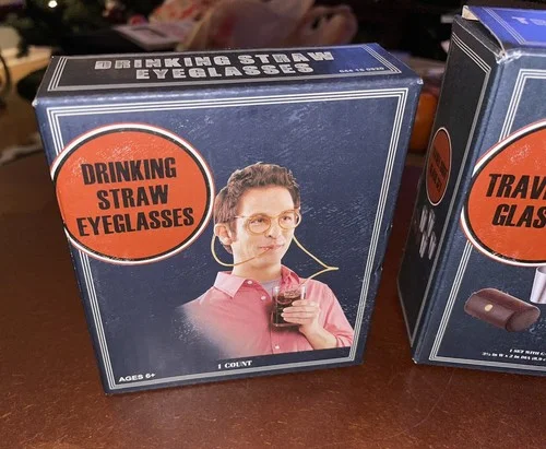 New Buxton Drinking Straw Eyeglasses & Travel Shot Glass Set In Original Boxes 3