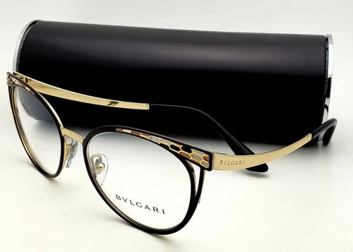 New BVLGARI Eyeglasses 2186 2018 53-17 140 Gold & Black Frames with Enamel Decor