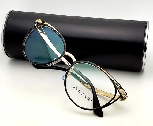 New BVLGARI Eyeglasses 2186 2018 53-17 140 Gold & Black Frames with Enamel Decor 3