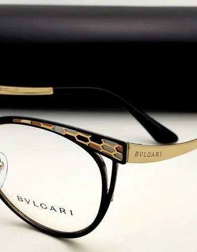 New BVLGARI Eyeglasses 2186 2018 53-17 140 Gold & Black Frames with Enamel Decor 4