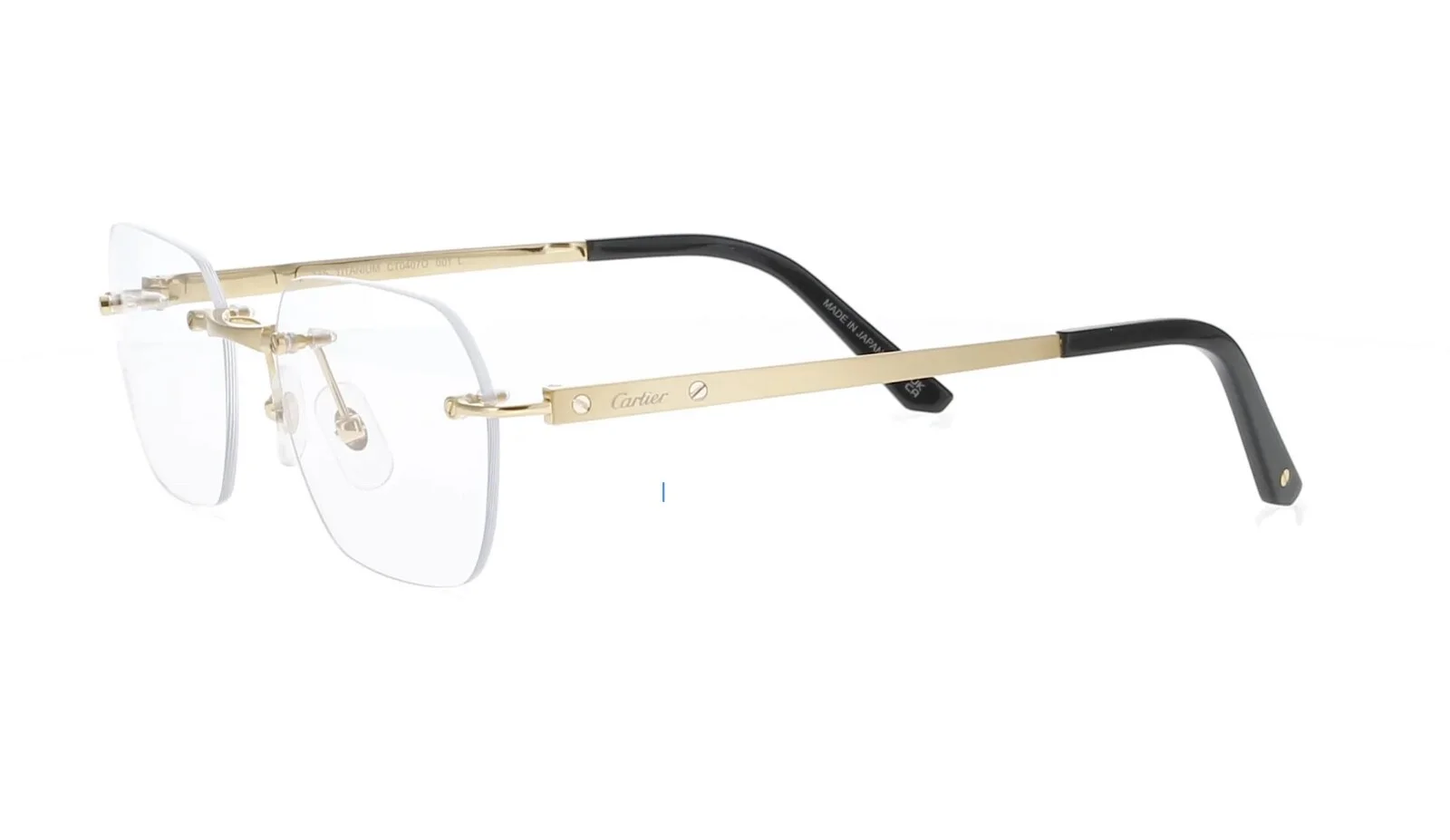 New Cartier Eyeglass Frames Rimless Titanium CT 0342/O-002 Gold Men Women 52mm 2