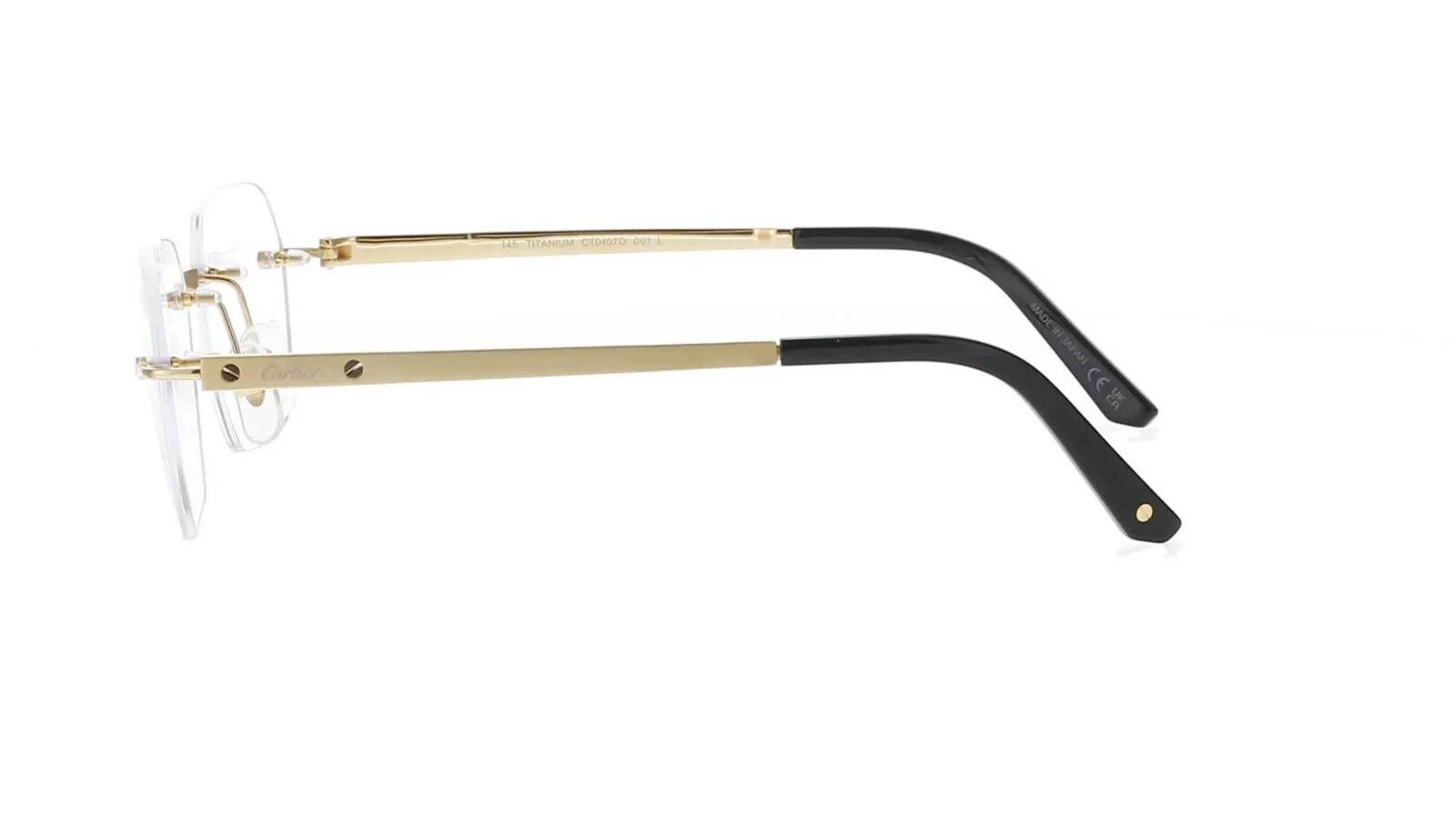 New Cartier Eyeglass Frames Rimless Titanium CT 0342/O-002 Gold Men Women 52mm 3