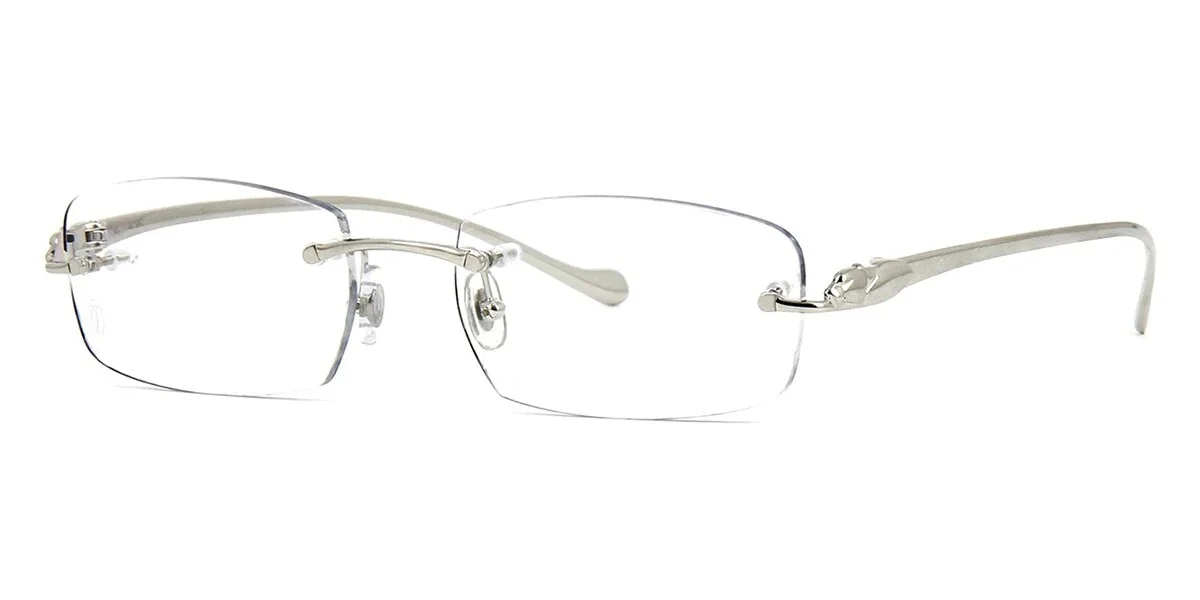 New Cartier Panther CT00610 003 Eyeglasses Rimless Occhiali Silver Frame 53mm