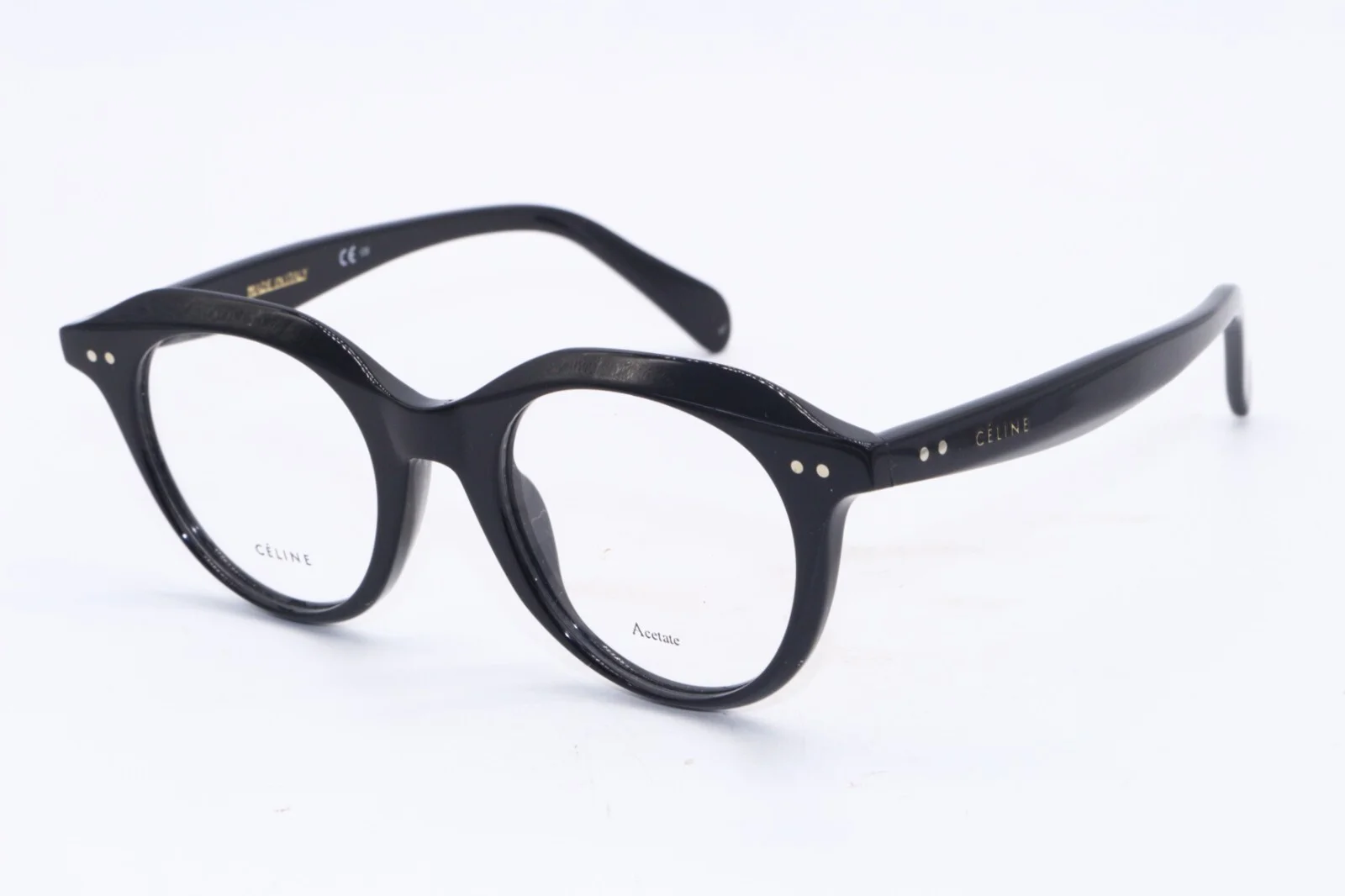 NEW CELINE CL 41458 807 BLACK GOLD ROUND AUTHENTIC FRAMES EYEGLASSES 45-20