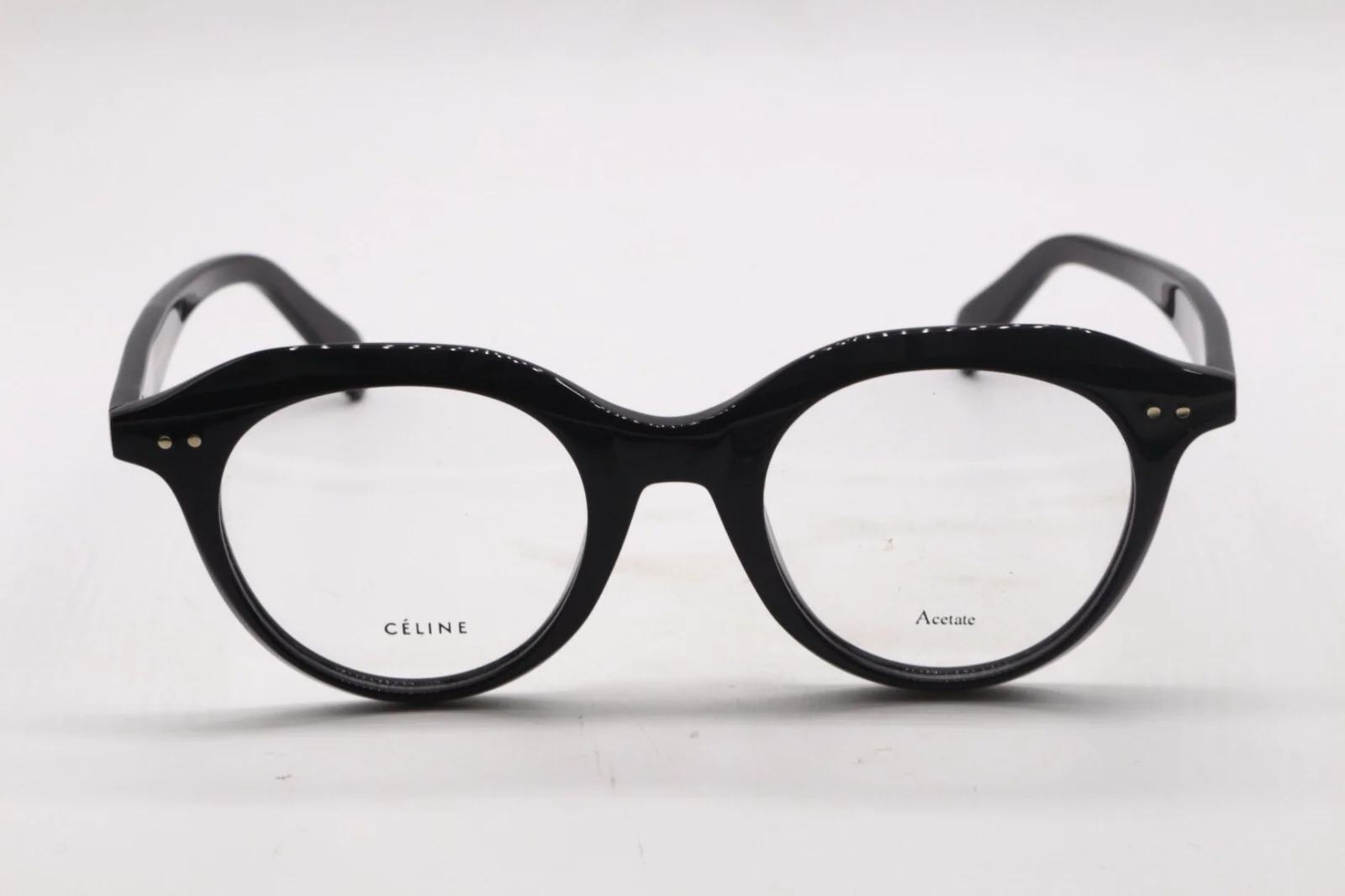NEW CELINE CL 41458 807 BLACK GOLD ROUND AUTHENTIC FRAMES EYEGLASSES 45-20 2