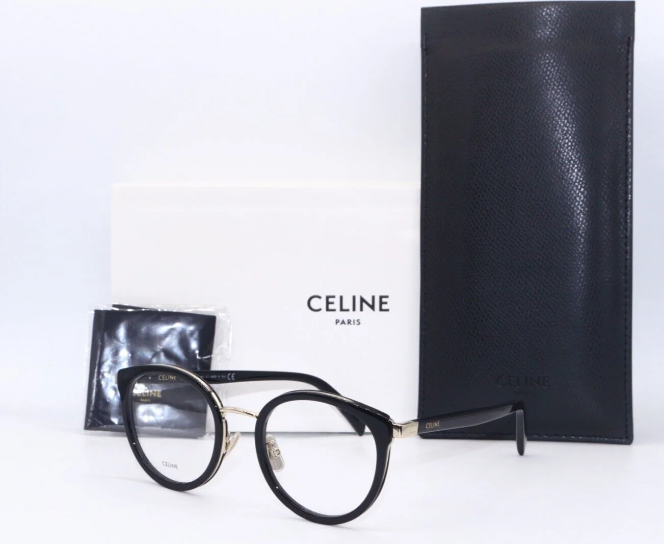 NEW CELINE CL 50102U 001 BLACK GOLD DESIGNER AUTHENTIC FRAMES EYEGLASSES 51-21