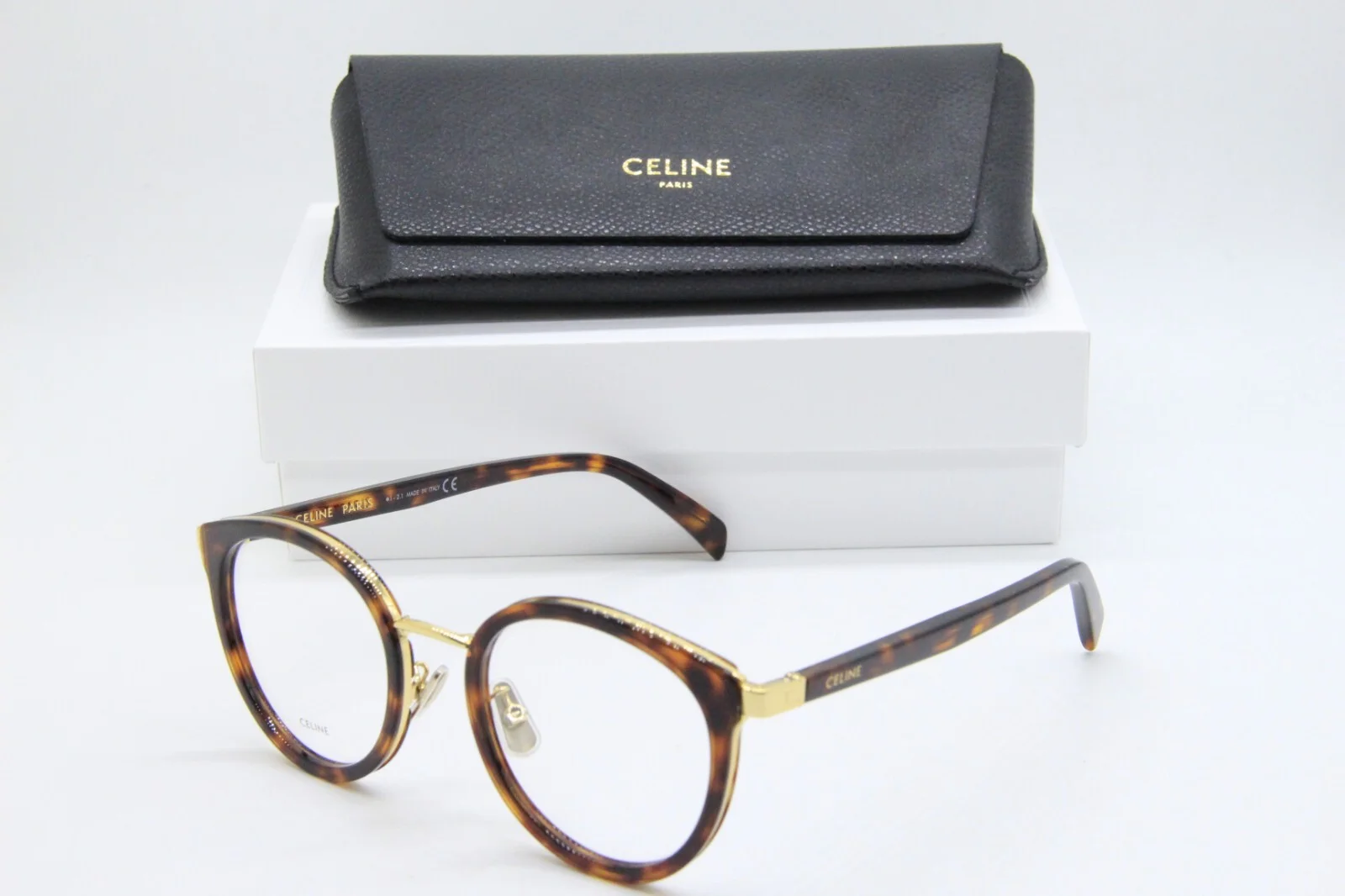 NEW CELINE CL 50102U 052 HAVANA GOLD AUTHENTIC EYEGLASSES W/CASE 51-21