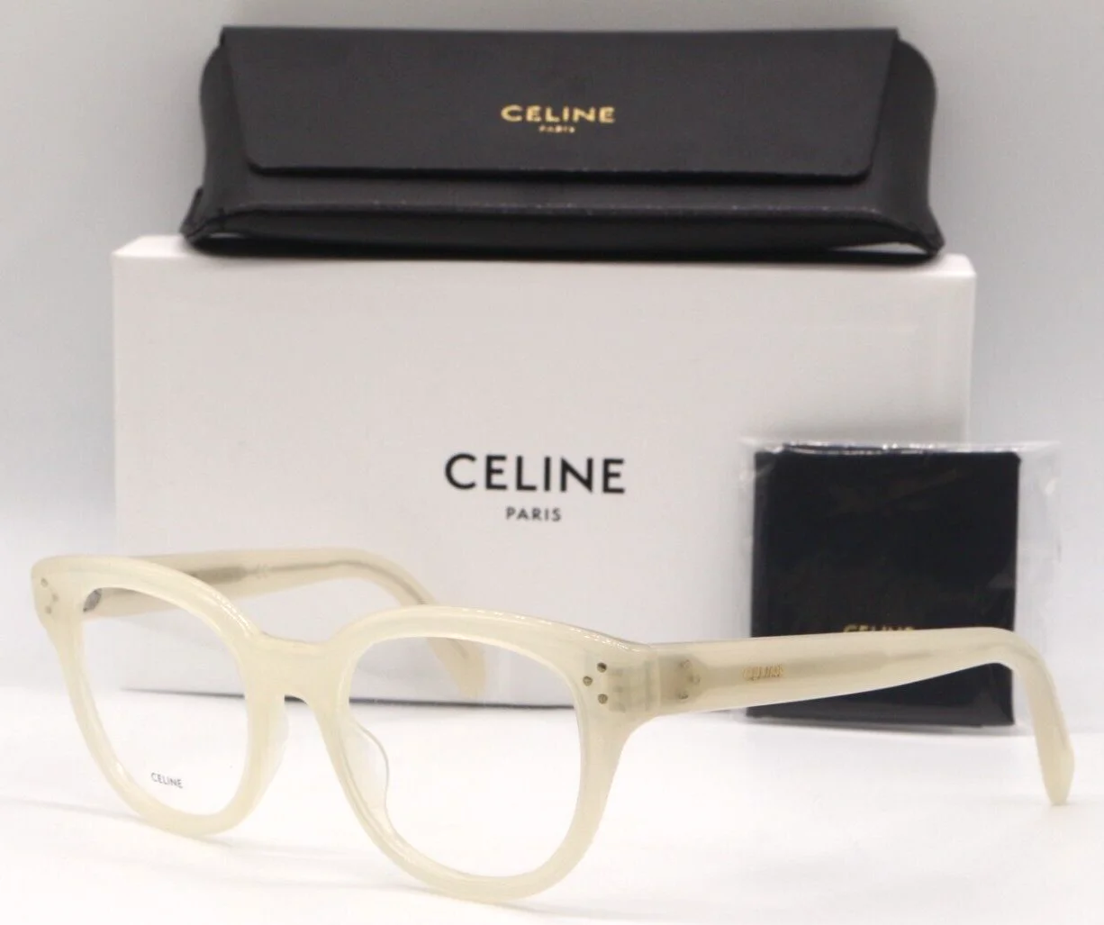 NEW CELINE PARIS CL 50109I 025 TRANSPARENT IVORY AUTHENTIC EYEGLASSES 51-20