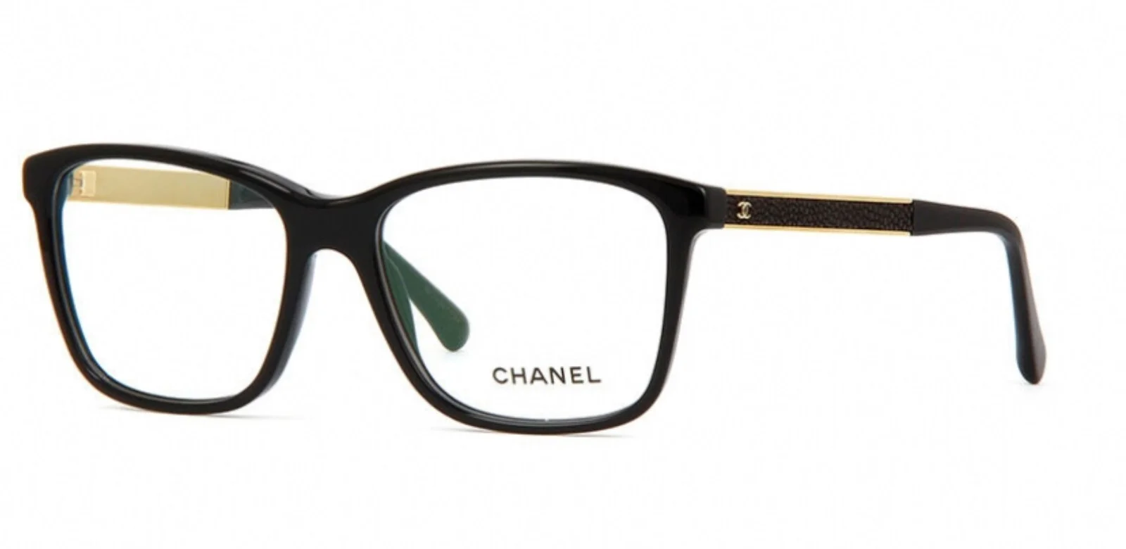 New CHANEL CH 3280-Q 622 52mm Black Gold Galuchat Leather Eyeglasses Italy