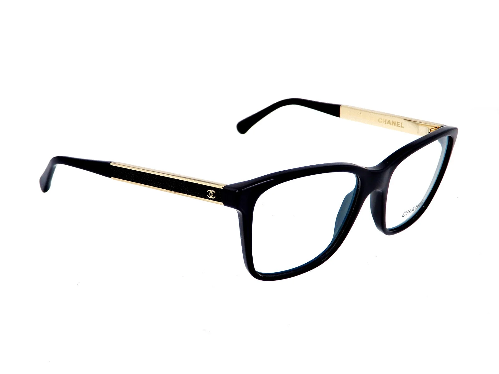 New CHANEL CH 3280-Q 622 52mm Black Gold Galuchat Leather Eyeglasses Italy 3