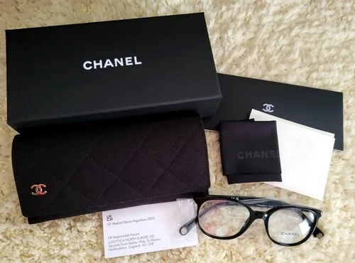 New CHANEL Eyeglasses c.3432 501 Pantos Black 47 mm + Case & Cloth $380 3