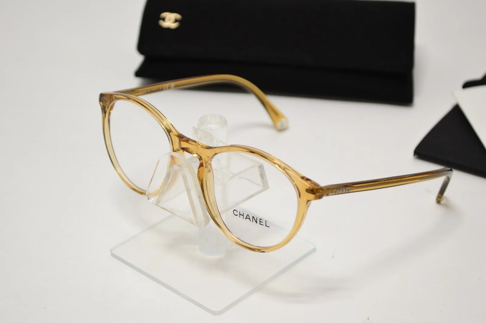 NEW Chanel Transparent Yellow Pantos Eyeglasses 3413 c.1708 49/19/140 Italy