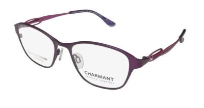 NEW CHARMANT 10609 EYEGLASSES TITANIUM PU CAT EYE 51-17-135 WOMENS PURPLE