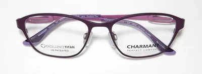 NEW CHARMANT 10609 EYEGLASSES TITANIUM PU CAT EYE 51-17-135 WOMENS PURPLE 2