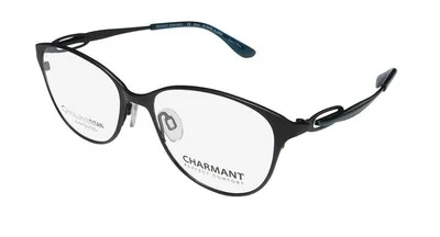 NEW CHARMANT 10614 GLASSES FULL-RIM BLACK WOMENS BK 51-16-135 TITANIUM CAT EYE