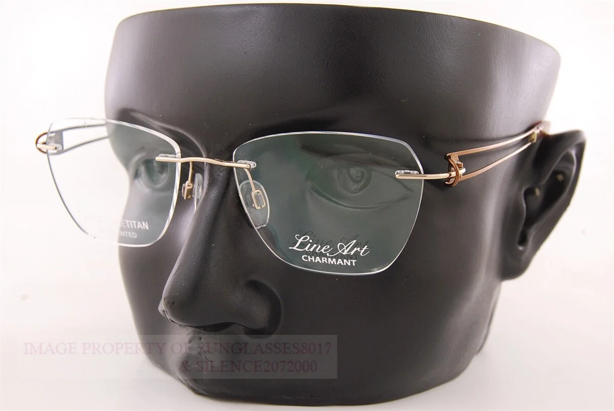New CHARMANT Eyeglass Frames Titanium Line Art XL 2116 GD Gold W/O Case 1