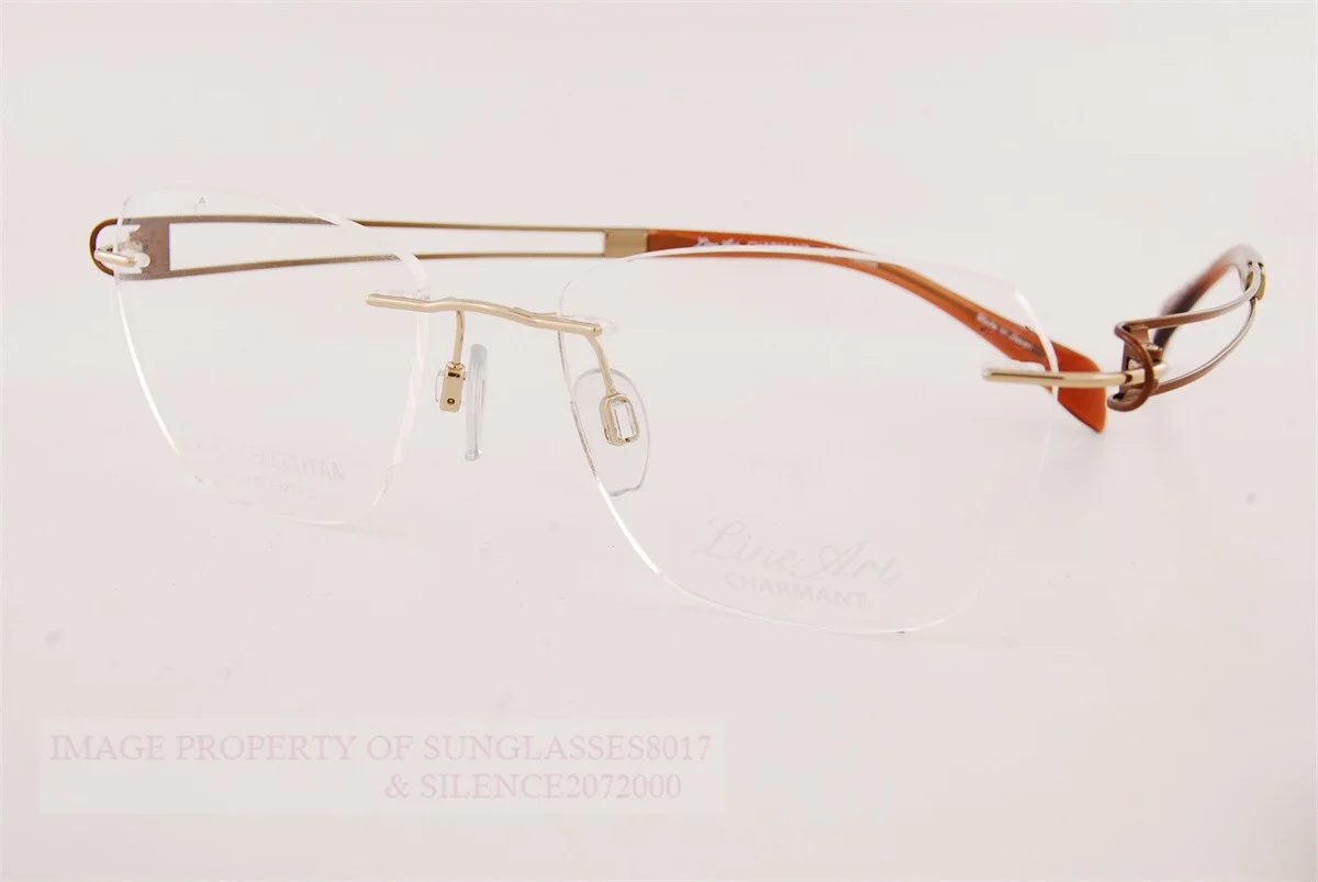 New CHARMANT Eyeglass Frames Titanium Line Art XL 2116 GD Gold W/O Case 3