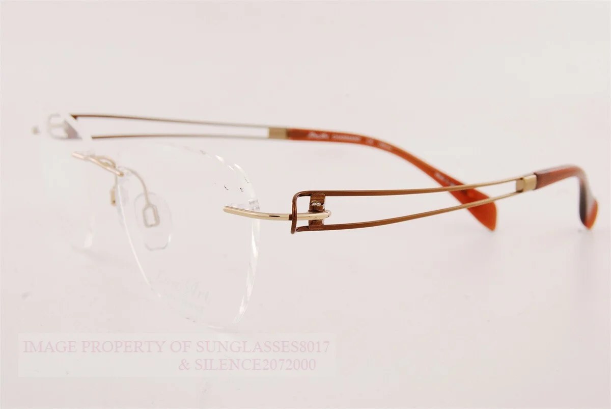 New CHARMANT Eyeglass Frames Titanium Line Art XL 2116 GD Gold W/O Case 4