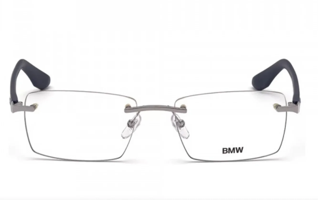 New Classic BMW Eyeglasses BW5018 014 56-19 145 Silver & Blue Rimless Frames 2