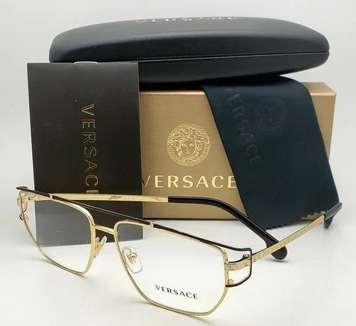 New Classic VERSACE Eyeglasses VE 1257 1436 55-15 140 Gold & Matte Black Frames