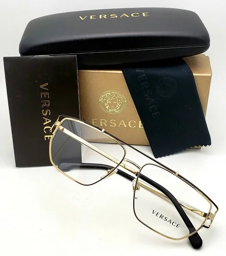 New Classic VERSACE Eyeglasses VE 1257 1436 55-15 140 Gold & Matte Black Frames 2