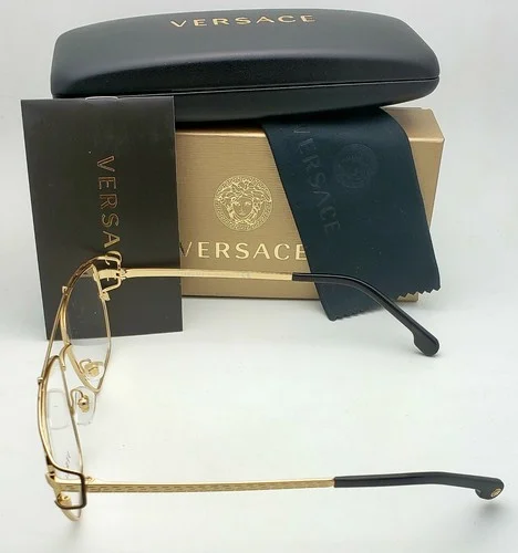 New Classic VERSACE Eyeglasses VE 1257 1436 55-15 140 Gold & Matte Black Frames 3