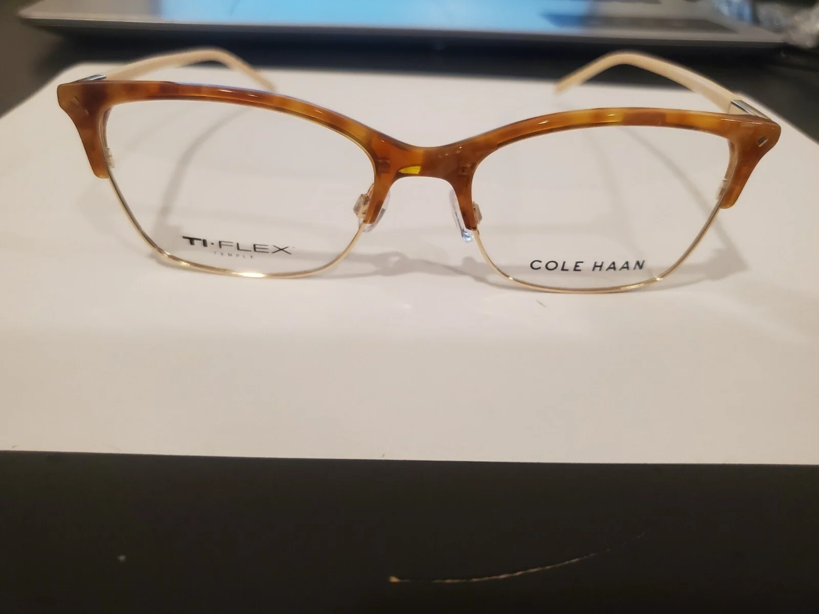 NEW Cole Haan CH5029 230 Amber Tortoise 53.18.135 Women’s Eyeglasses FLEX TEMPLE