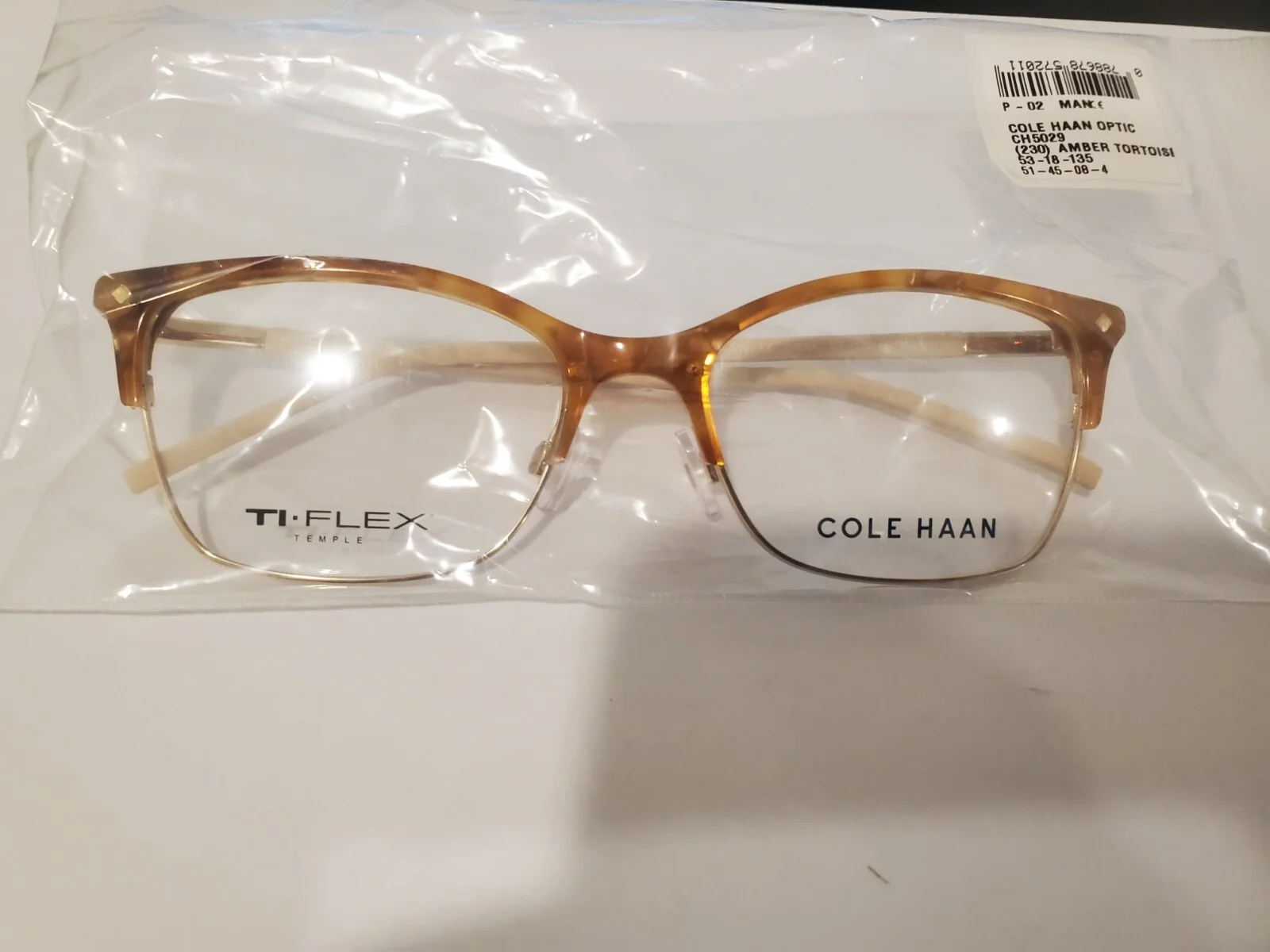 NEW Cole Haan CH5029 230 Amber Tortoise 53.18.135 Women’s Eyeglasses FLEX TEMPLE 3