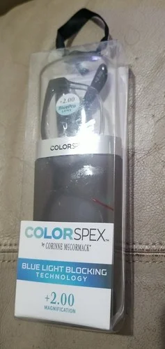New Color Spex By Corinne Mccormack Blue Light Blocking Technology +2.00 W/ Case