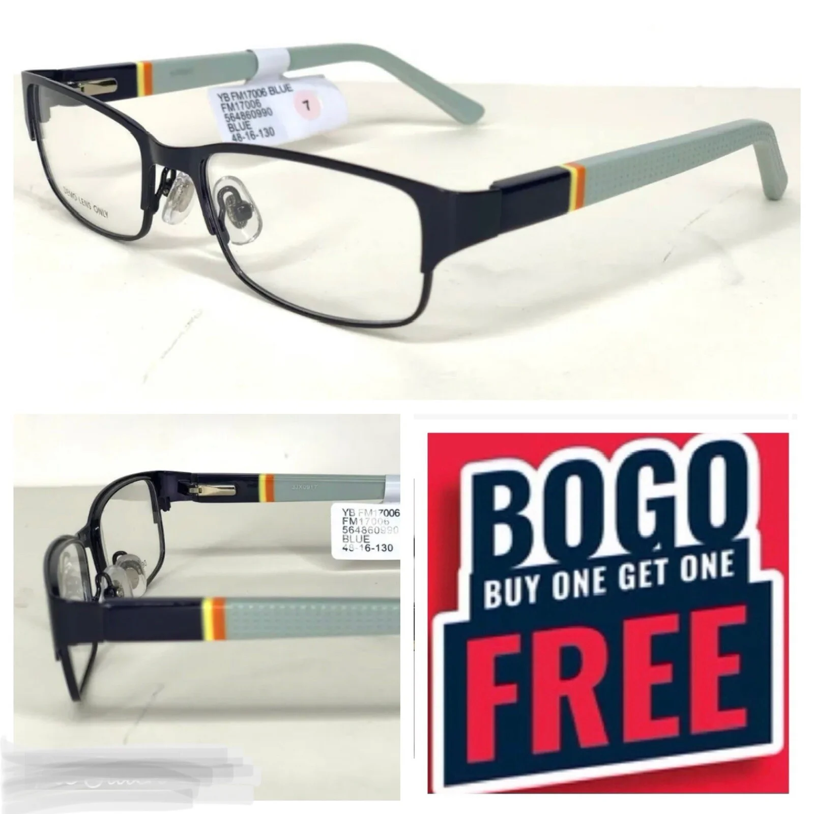 New~ CONTOUR youth boys FM17006 blue EYEGLASSES 48-16-130 striped FRAMES