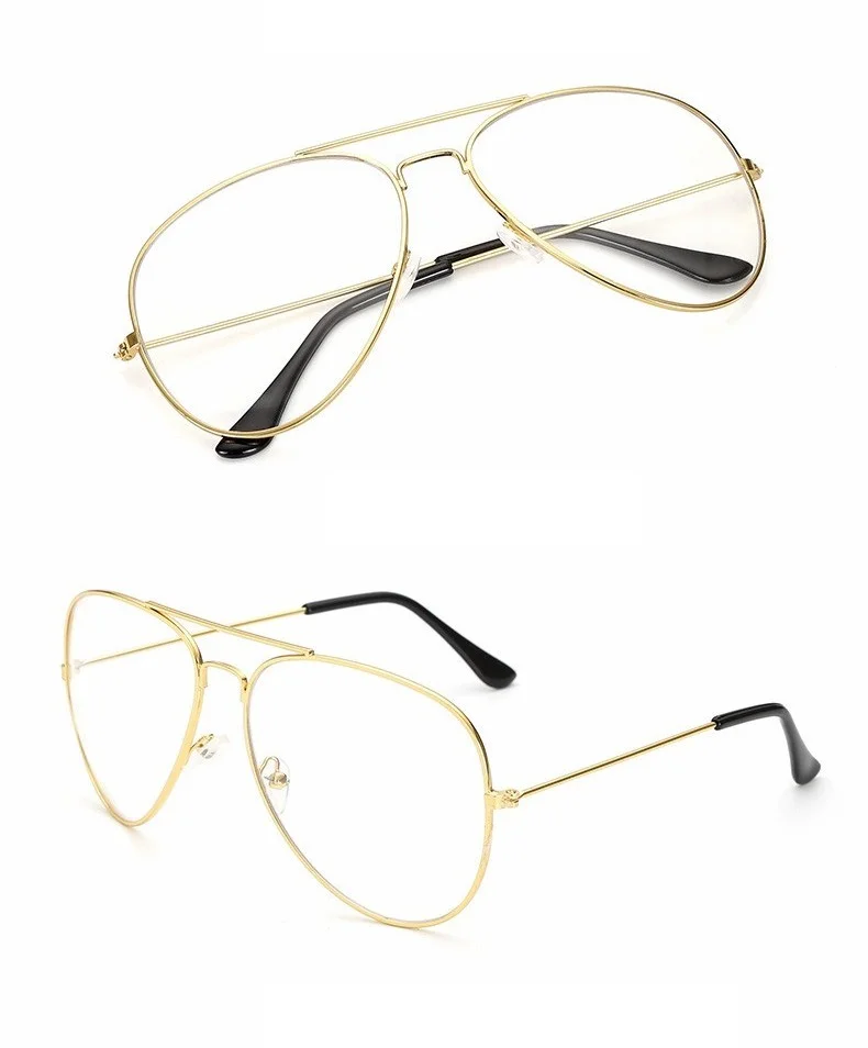 New Cool Clear Lens Aviator Metal Gold Frame Glasses Retro Hipster Trend Fashion 2