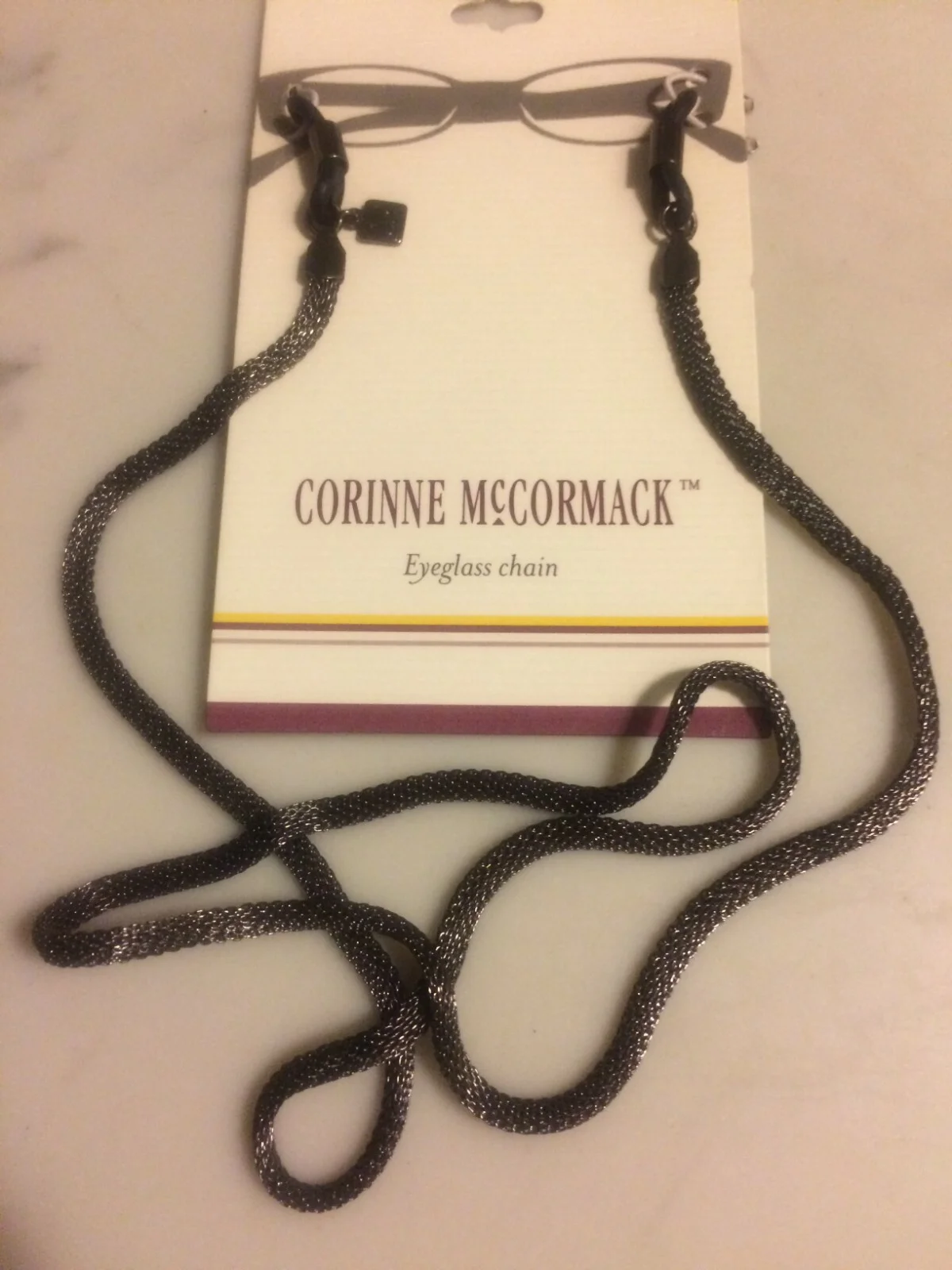 New Corinne McCormack Jones New York Eyeglass Chain clamshell case luggage tags