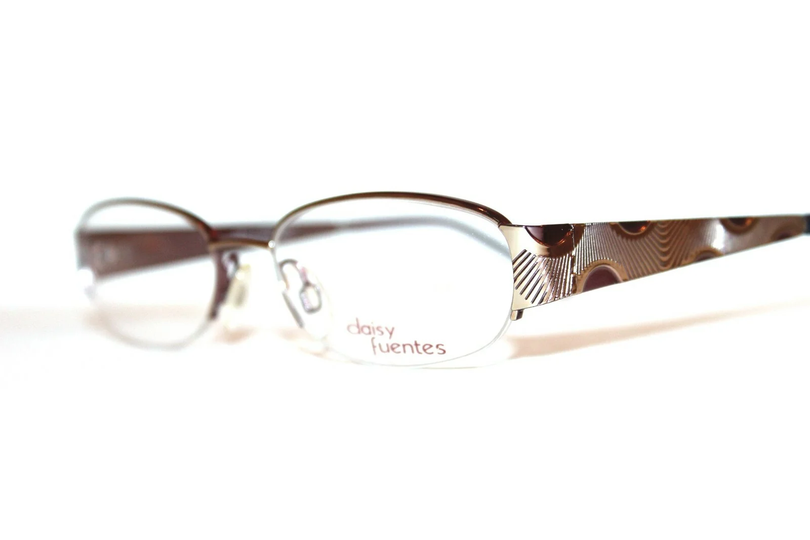 NEW DAISY FUENTES DF GABRIELLA 057 GOLD SEMI RIMLESS EYEGLASSES FRAMES 50-17-135 3