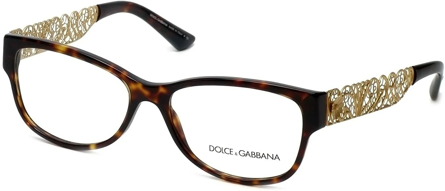 New DOLCE & GABBANA DG3185 502 53mm Havana Gold Filigree Eyeglasses Frames Italy