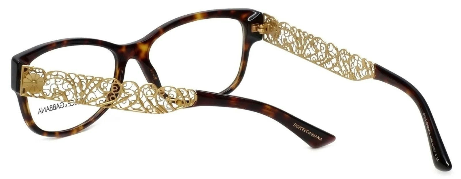 New DOLCE & GABBANA DG3185 502 53mm Havana Gold Filigree Eyeglasses Frames Italy 3