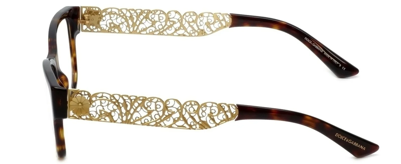 New DOLCE & GABBANA DG3185 502 55mm Havana Gold Filigree Eyeglasses Frames Italy 2