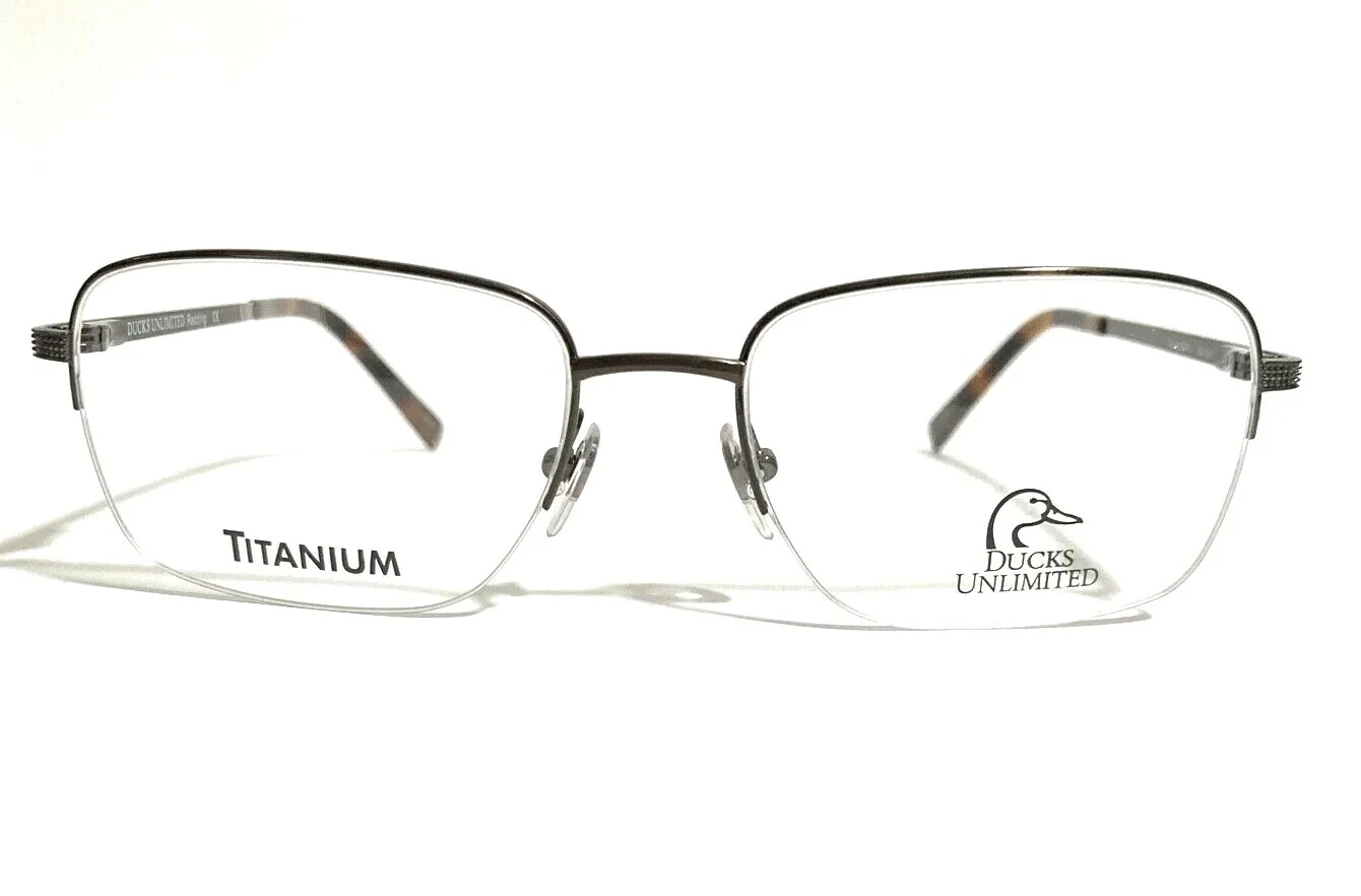 NEW DUCKS UNLIMITED DU REDDING BROWN TITANIUM AUTHENTIC RX EYEGLASSES 55-18-145