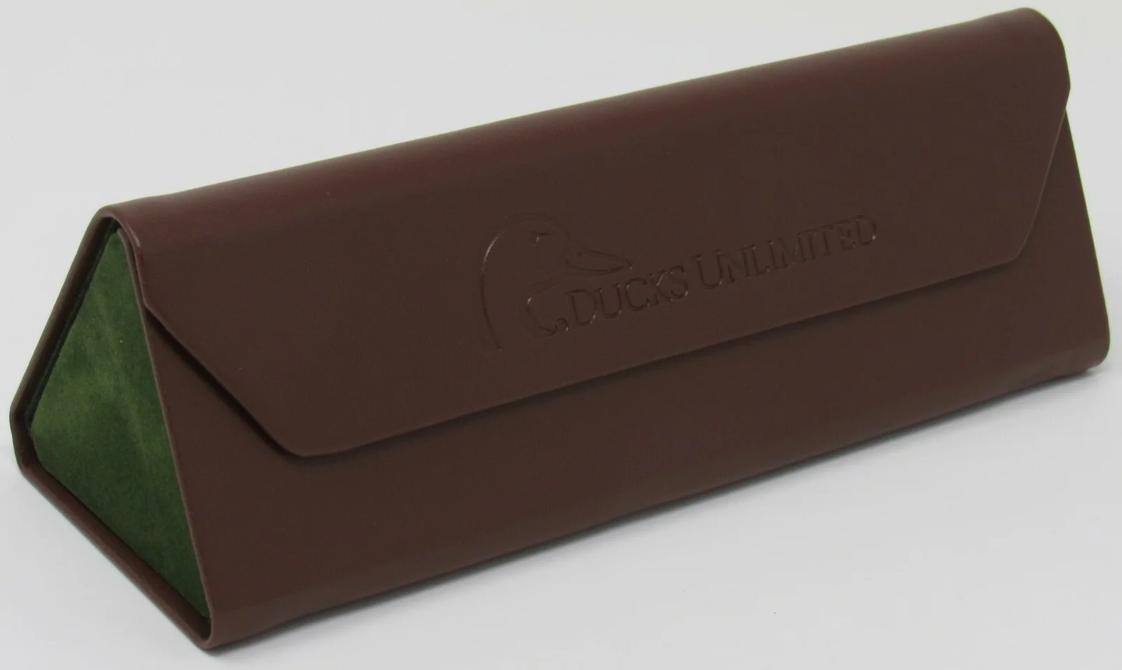 NEW DUCKS UNLIMITED Eye Sun Glasses Case Foldable Triangle Faux Leather Magnetic