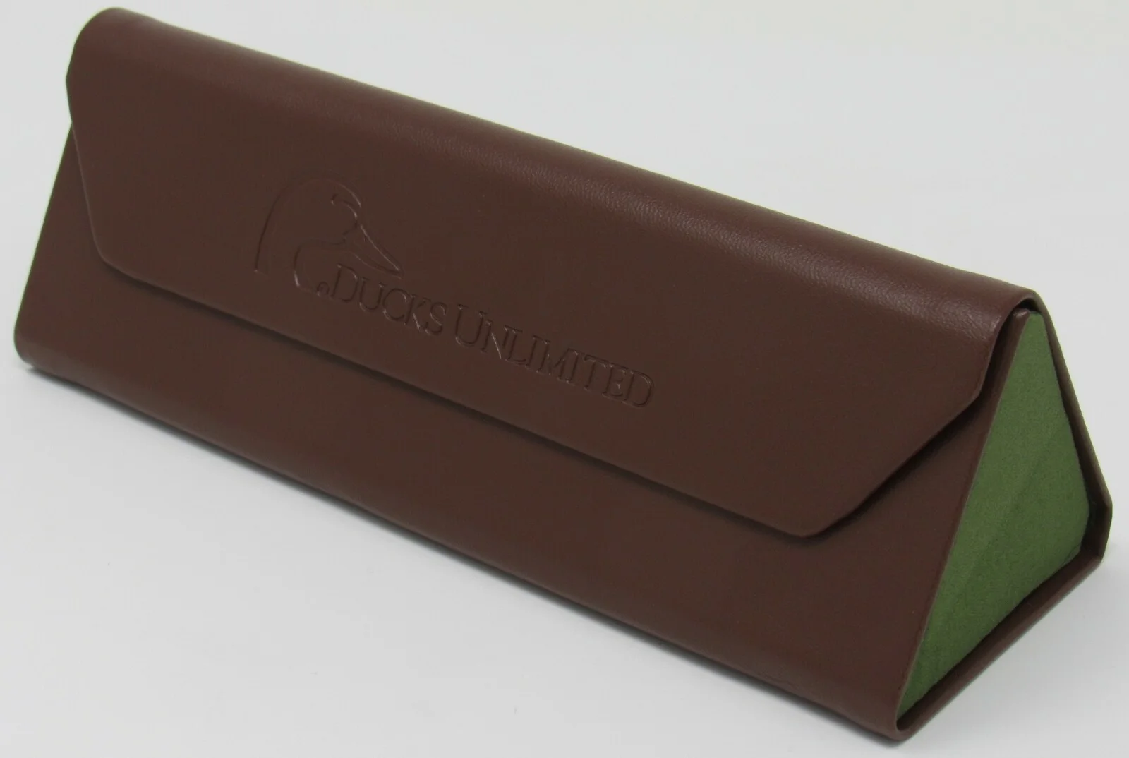 NEW DUCKS UNLIMITED Eye Sun Glasses Case Foldable Triangle Faux Leather Magnetic 3