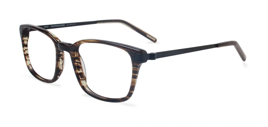 NEW Eco Atlanta Lt Brown Stripe Unisex Recycled Plastic Eyeglasses 49-19 Hipster 2