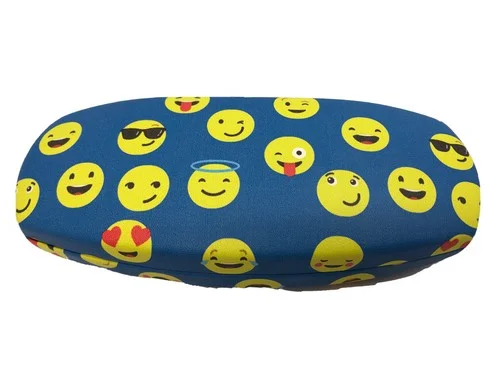 NEW Emoji Hard Metal Clamshell Eyeglasses Case Blue